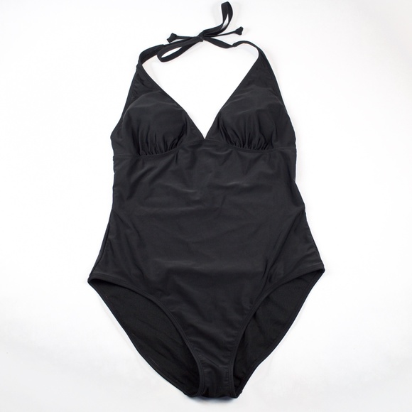 black halter one piece bathing suit